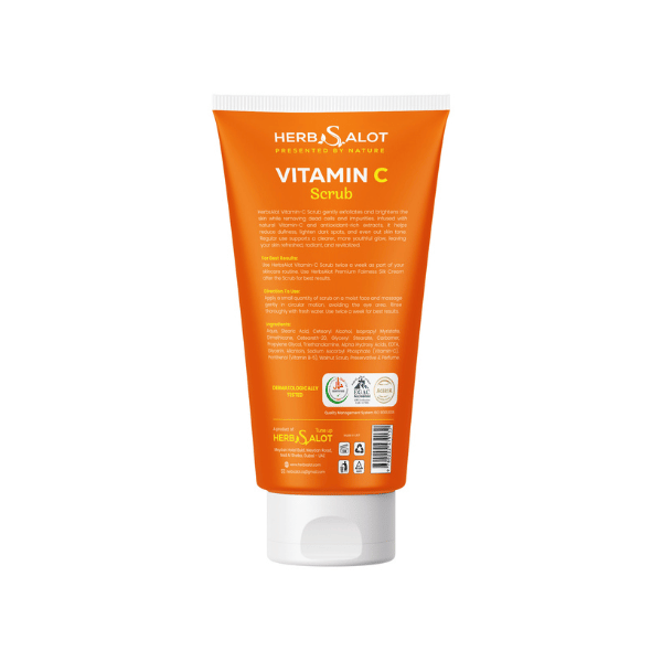 HerbSalot Vitamin C Face Scrub – Brightening & Dark Spot Removal (150ml)