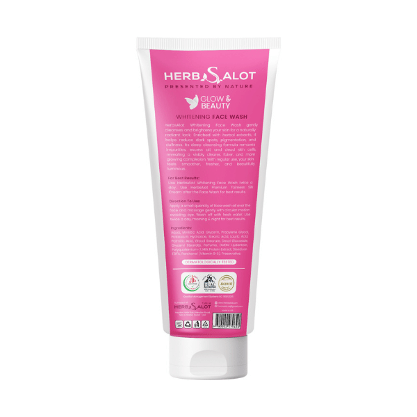 Herbsalot Glow & Beauty Whitening Face Wash – Milk Extracts | Dark Spot Removal | All Skin Types (100ml)