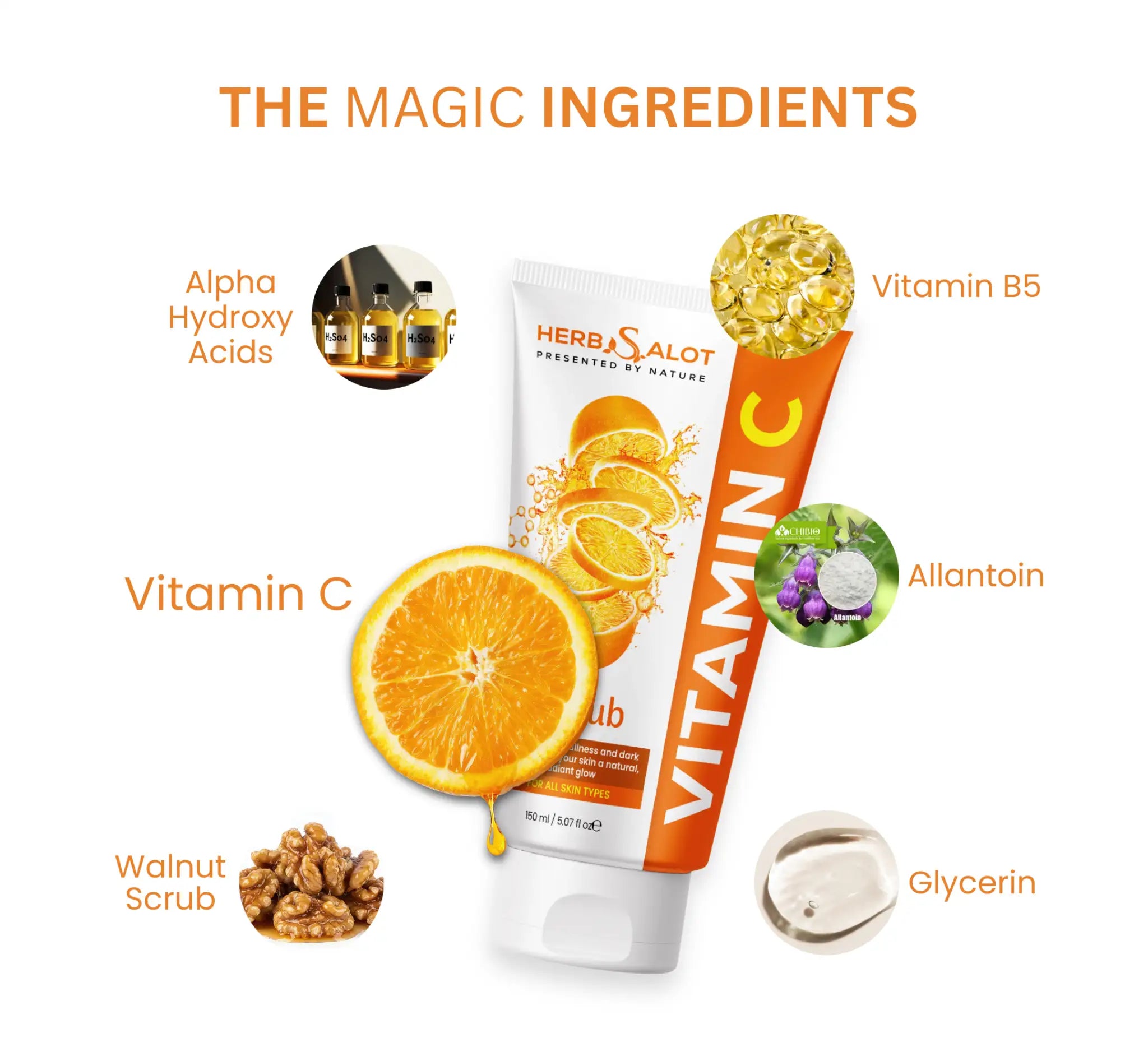 Herbsalot Vitamin C Face Scrub for Bright & Glowing Skin