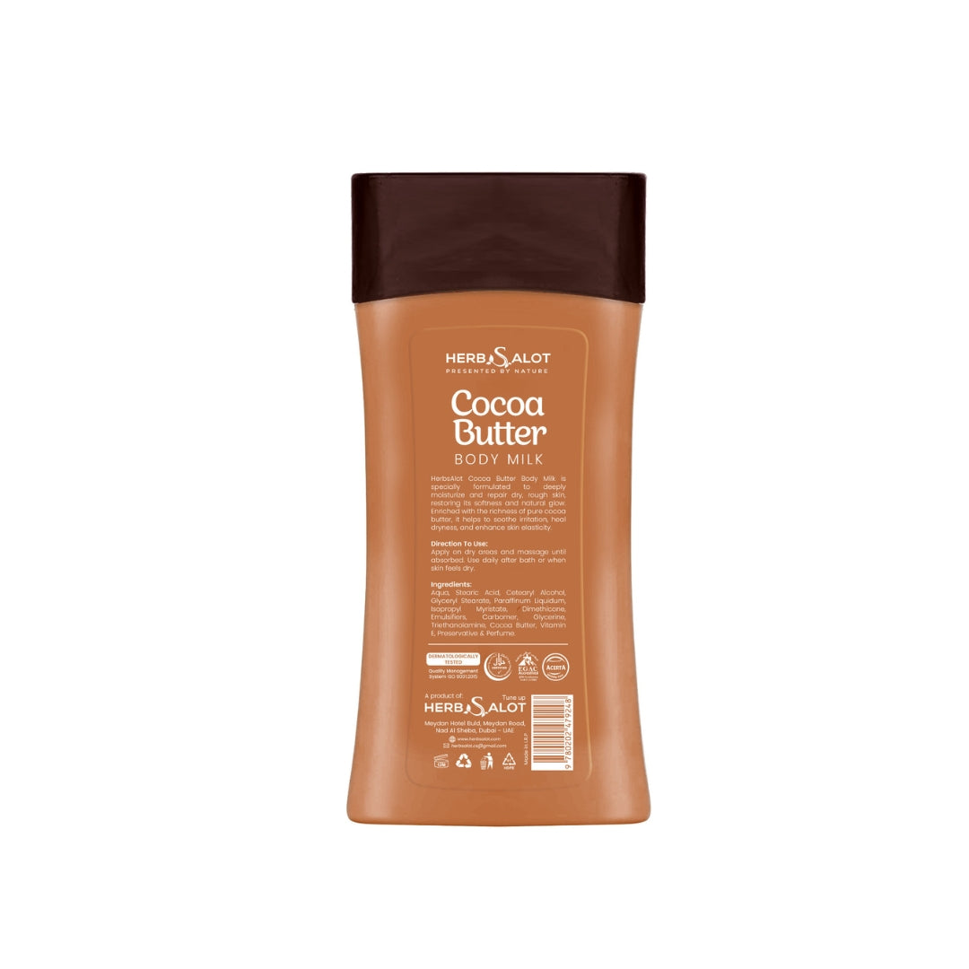 HerbSalot Cocoa Butter Body Milk – Deep Nourishing Body Lotion for Dry Skin with Pure Cocoa Butter (200ml)