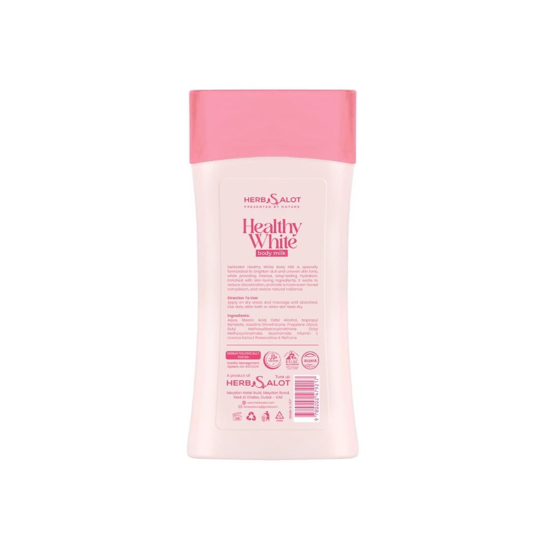 HerbSalot Healthy White Body Milk – Brightening & Long-Lasting Moisturizer for Radiant Skin (200ml)