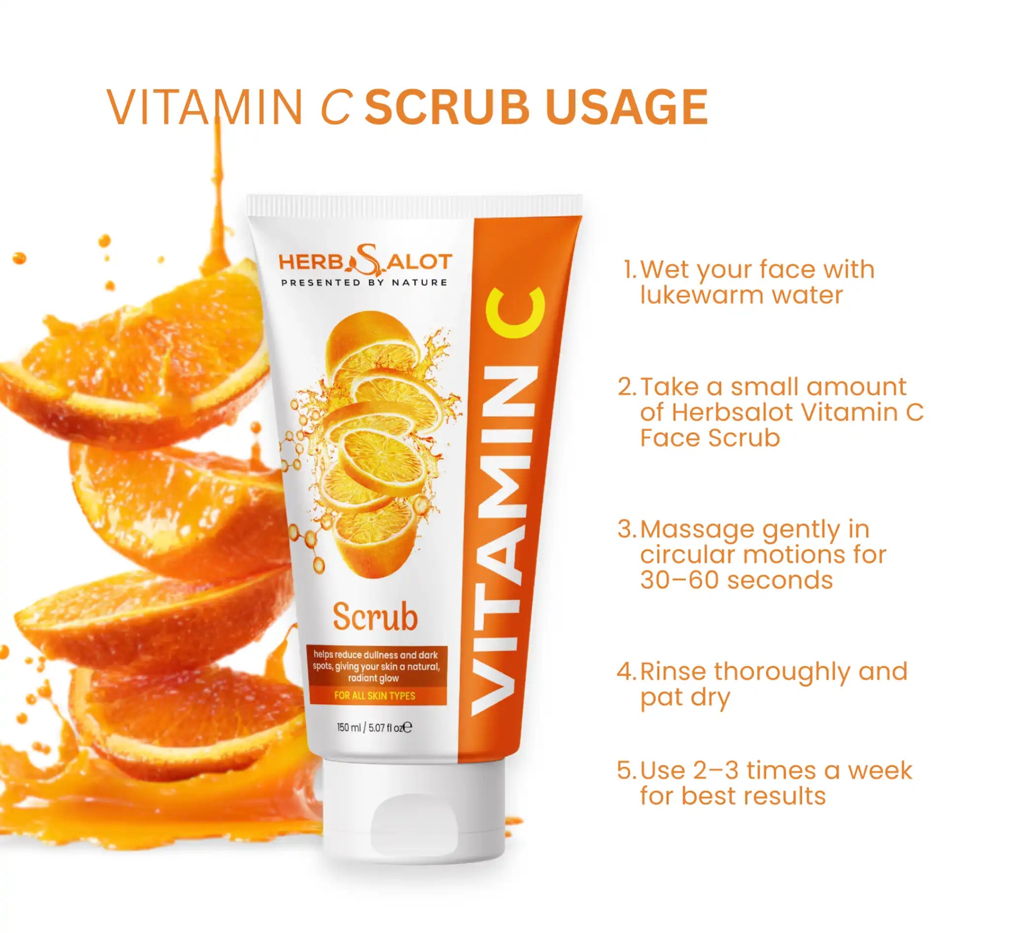 Herbsalot Vitamin C Face Scrub for Bright & Glowing Skin