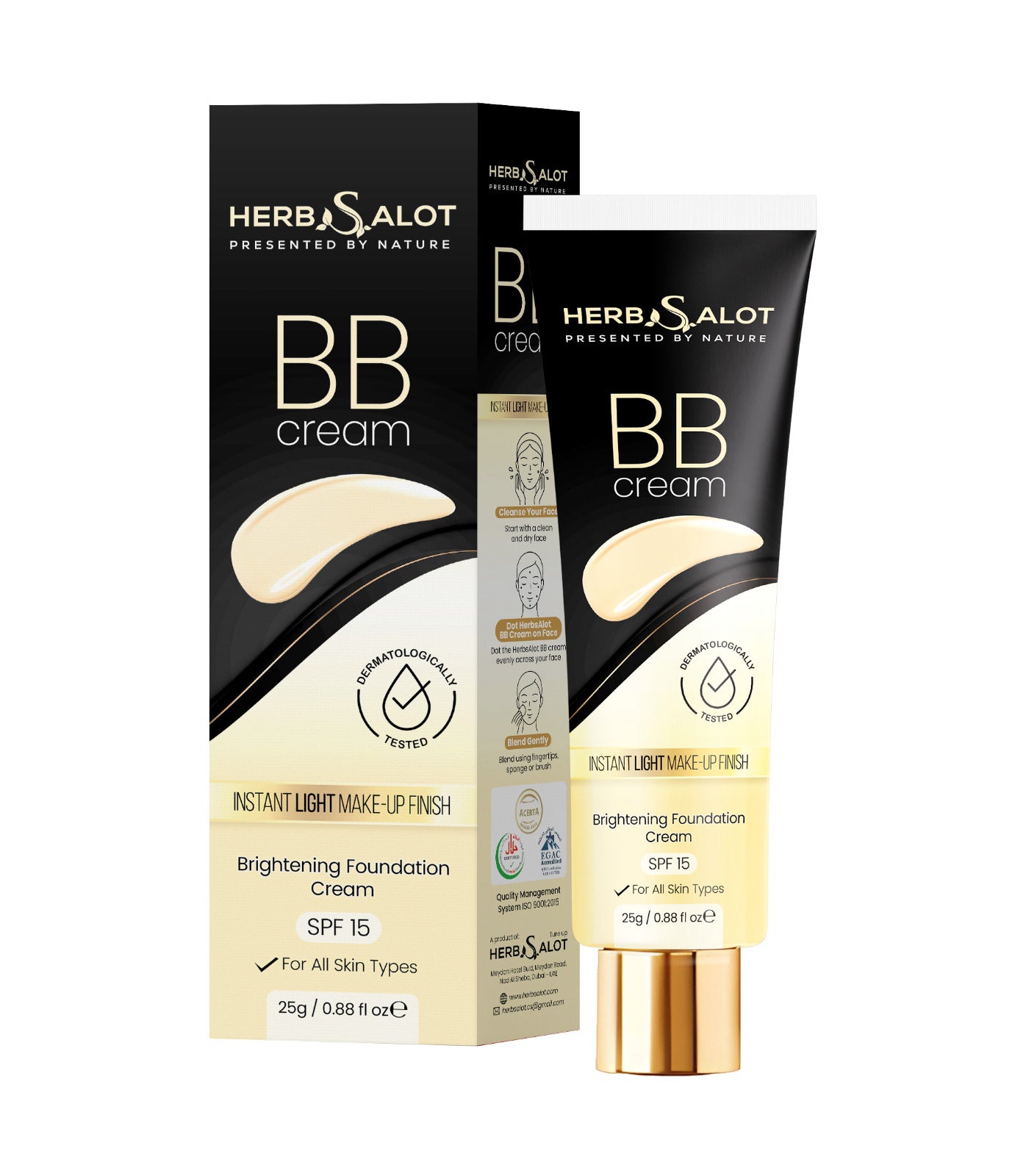 HerbSalot BB Cream – Brightening Foundation with SPF 15 | All Skin Types | 25g