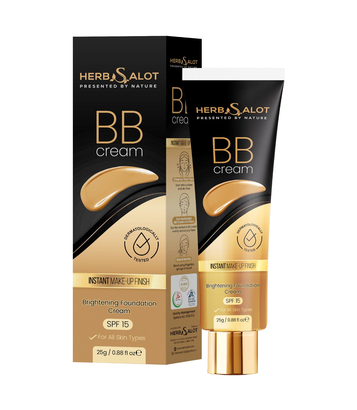HerbSalot BB Cream – Brightening Foundation with SPF 15 | All Skin Types | 25g