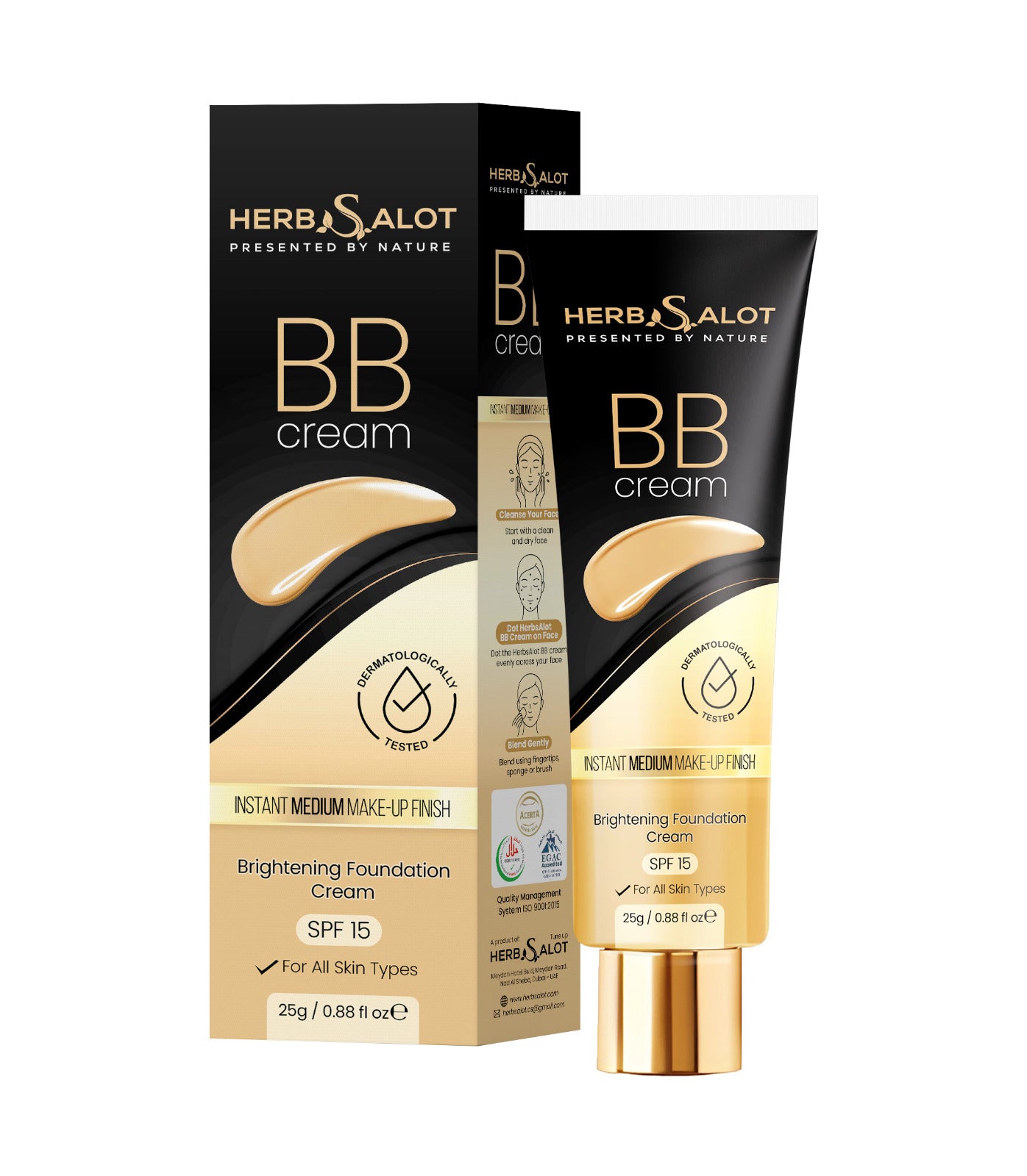 HerbSalot BB Cream – Brightening Foundation with SPF 15 | All Skin Types | 25g