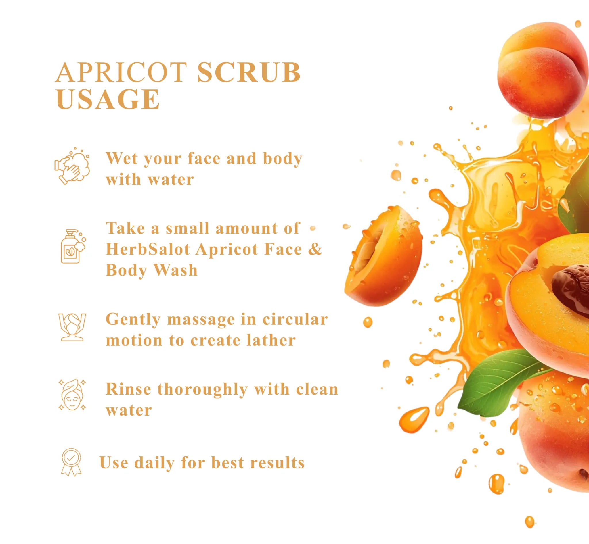 HerbSalot Apricot Face & Body Wash 180ml