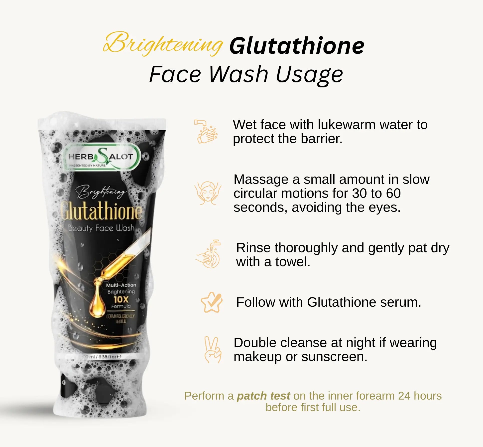 HerbsAlot Brightening Glutathione Beauty Face Wash