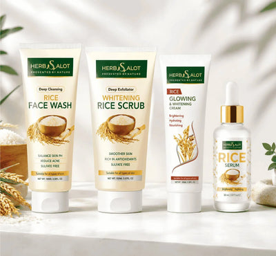 Rice Skincare Bundle – Face Wash, Scrub, Serum & Cream